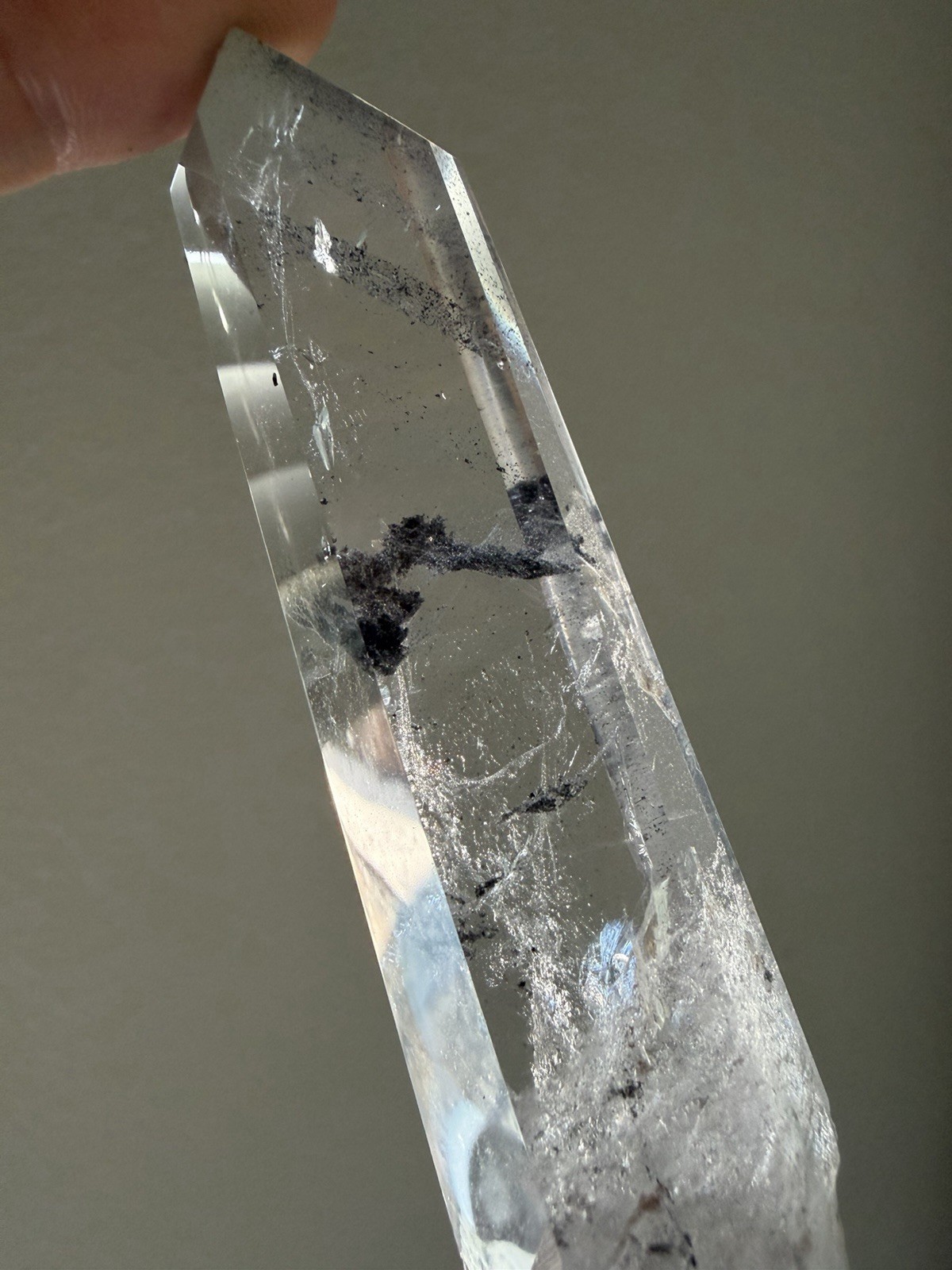 Brazil Lemurian Quartz with Black Scenic Inclusions | Semi-Polished High Clarity