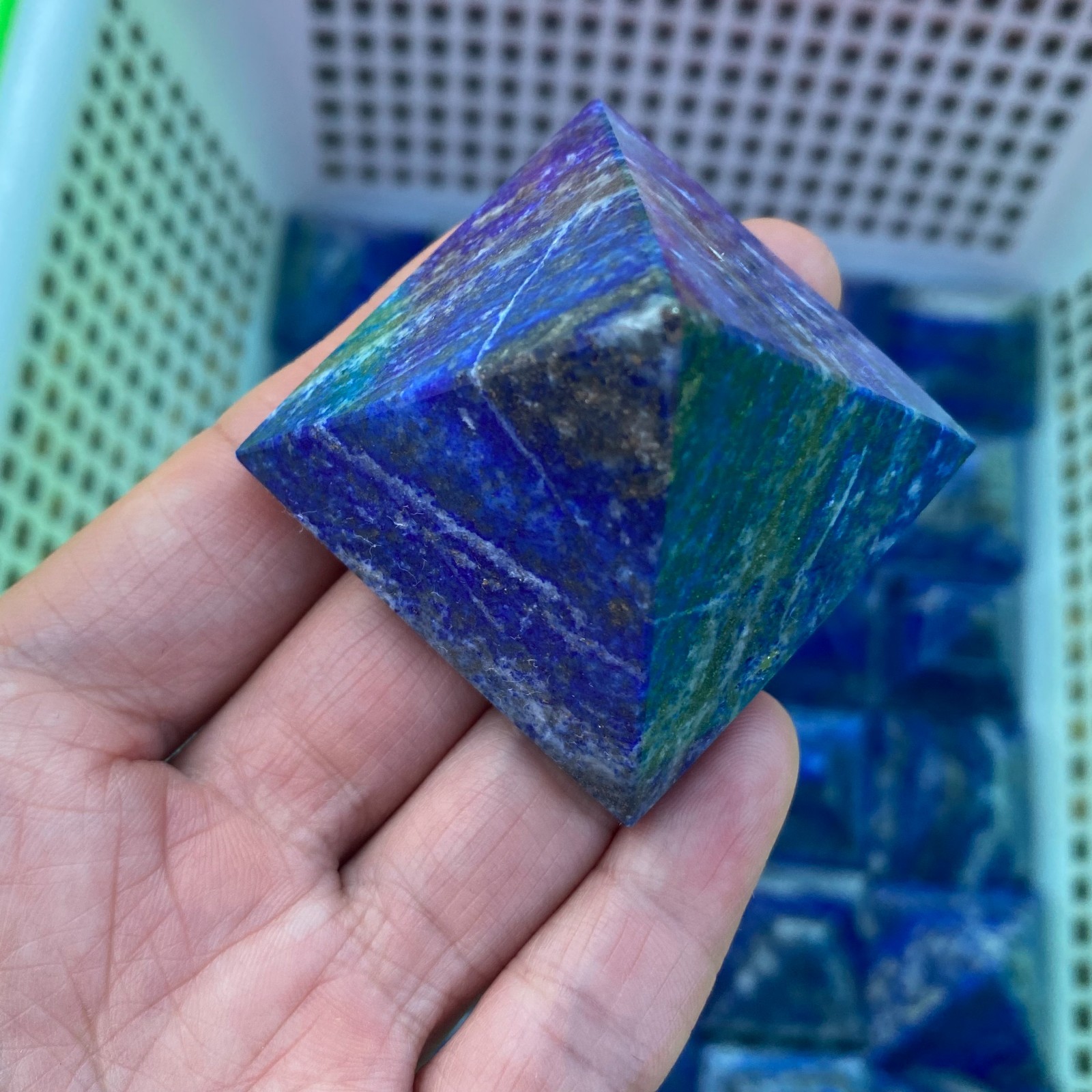 1PC Natural lapis lazuli Quartz Crystal Pyramid Energy Tower Spiritual Healing
