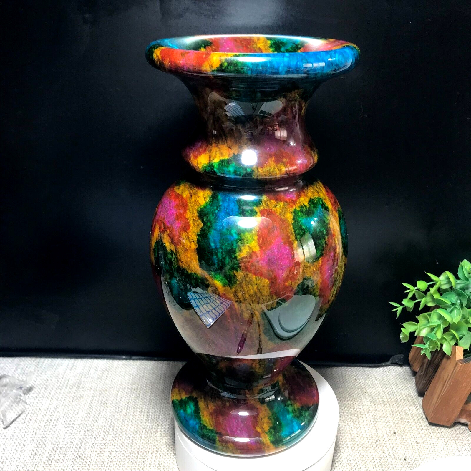 1PCS 3.2kg “Seven Colors Jade” Crystal Quartz Vase Specimen Collection