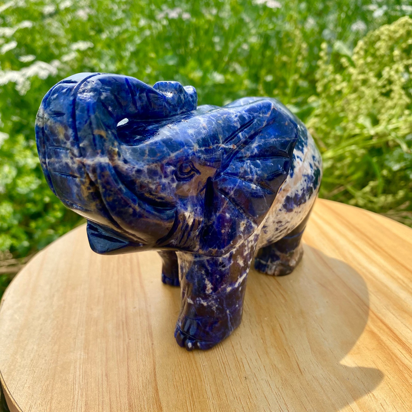 2.86LB Natural blue patterned stone carving image