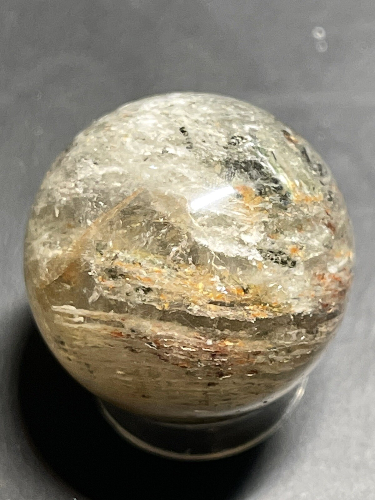 Amphibole Scenic Thousand Multi Layer Quartz Sphere Ball Orb Marble 22.5mm, 14g