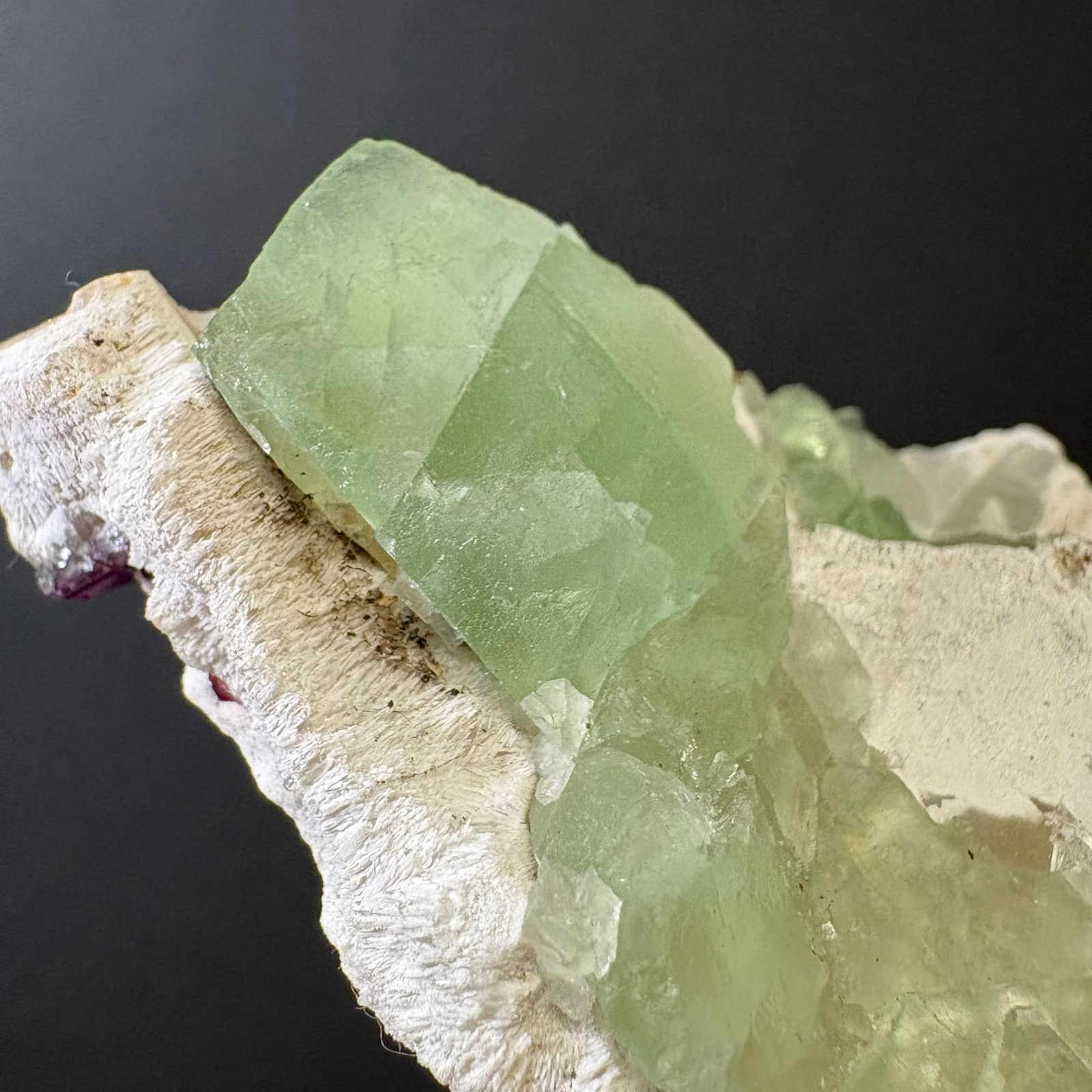 Natural Green & Purple Octahedron Fluorite on White Druzy Crystal Specimen B13