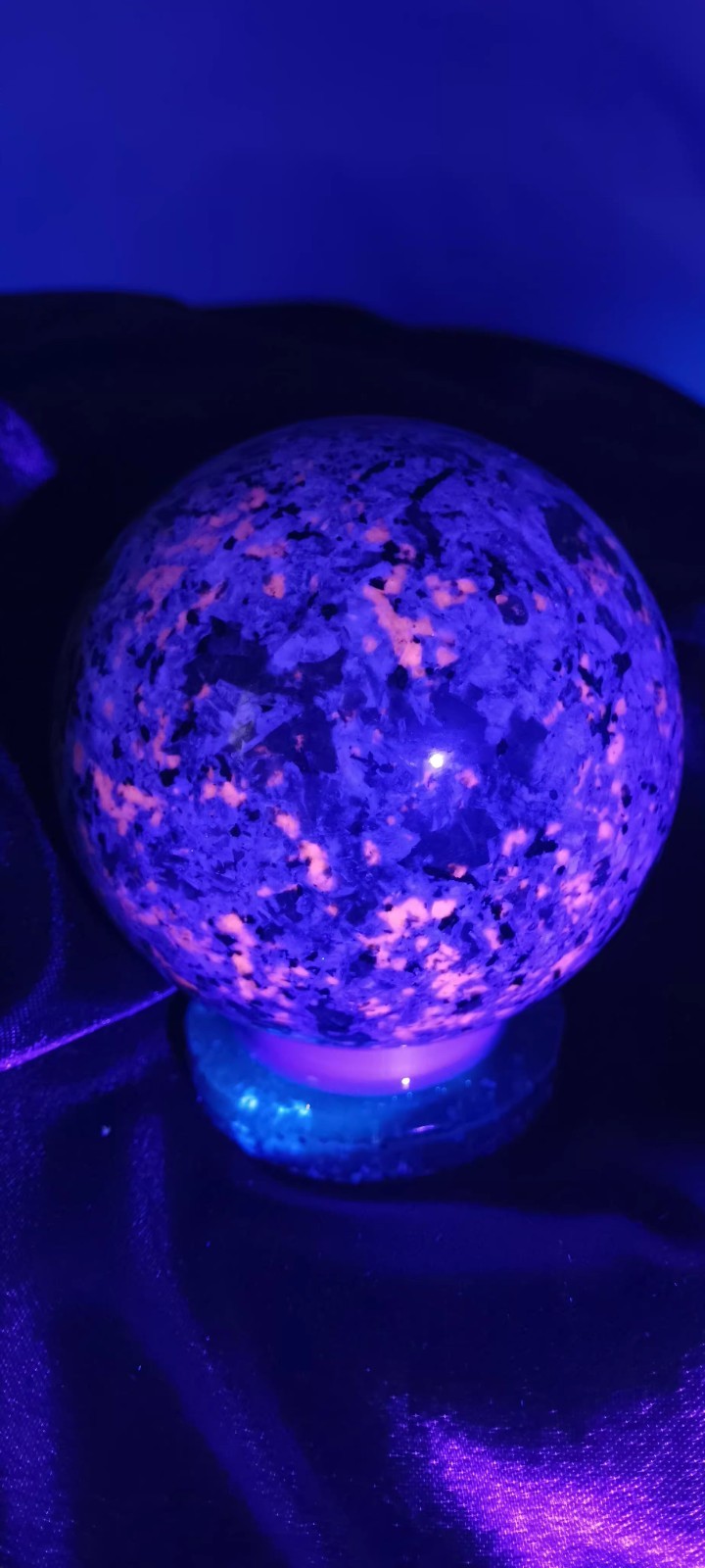 Yooperlite Quartz Crystal Sphere 70mm Gem Mineral Healing W/Stand