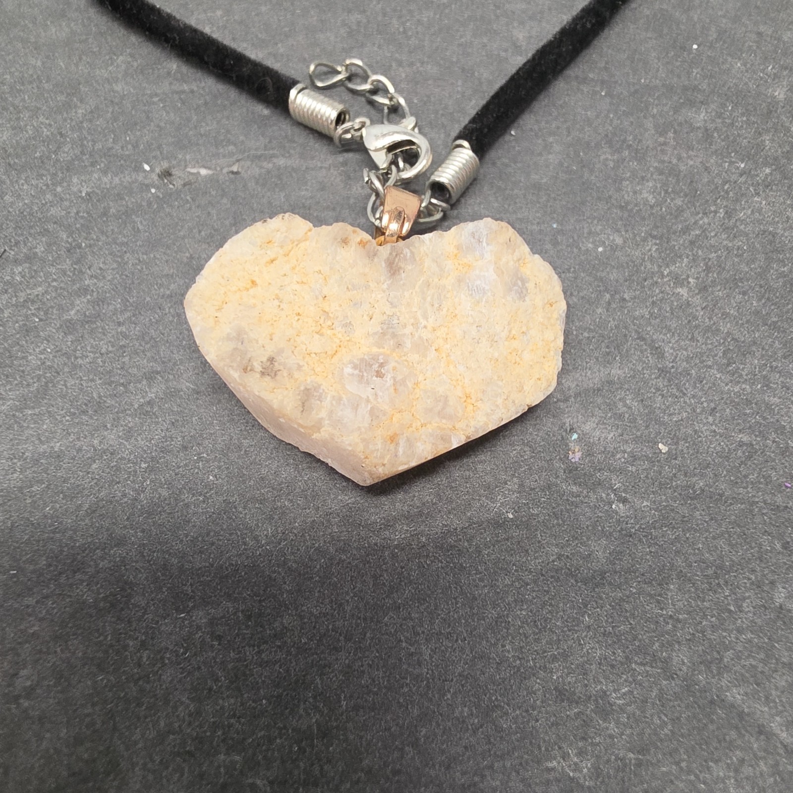 Quartz Heart Necklace | White Natural Stone Charm | Elegant Boho Jewelry
