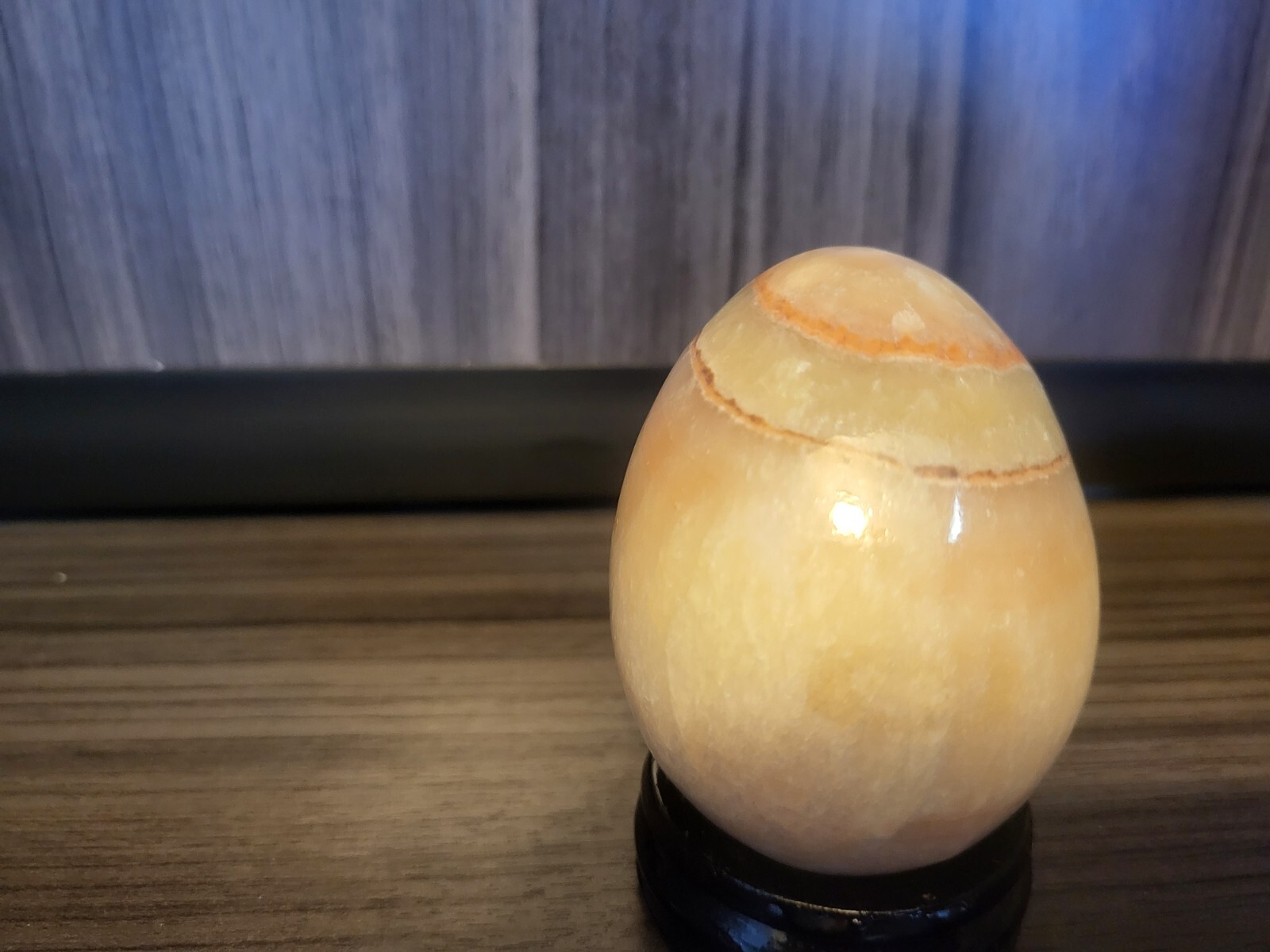 Banded Onyx Egg Gemstone With Wood stand