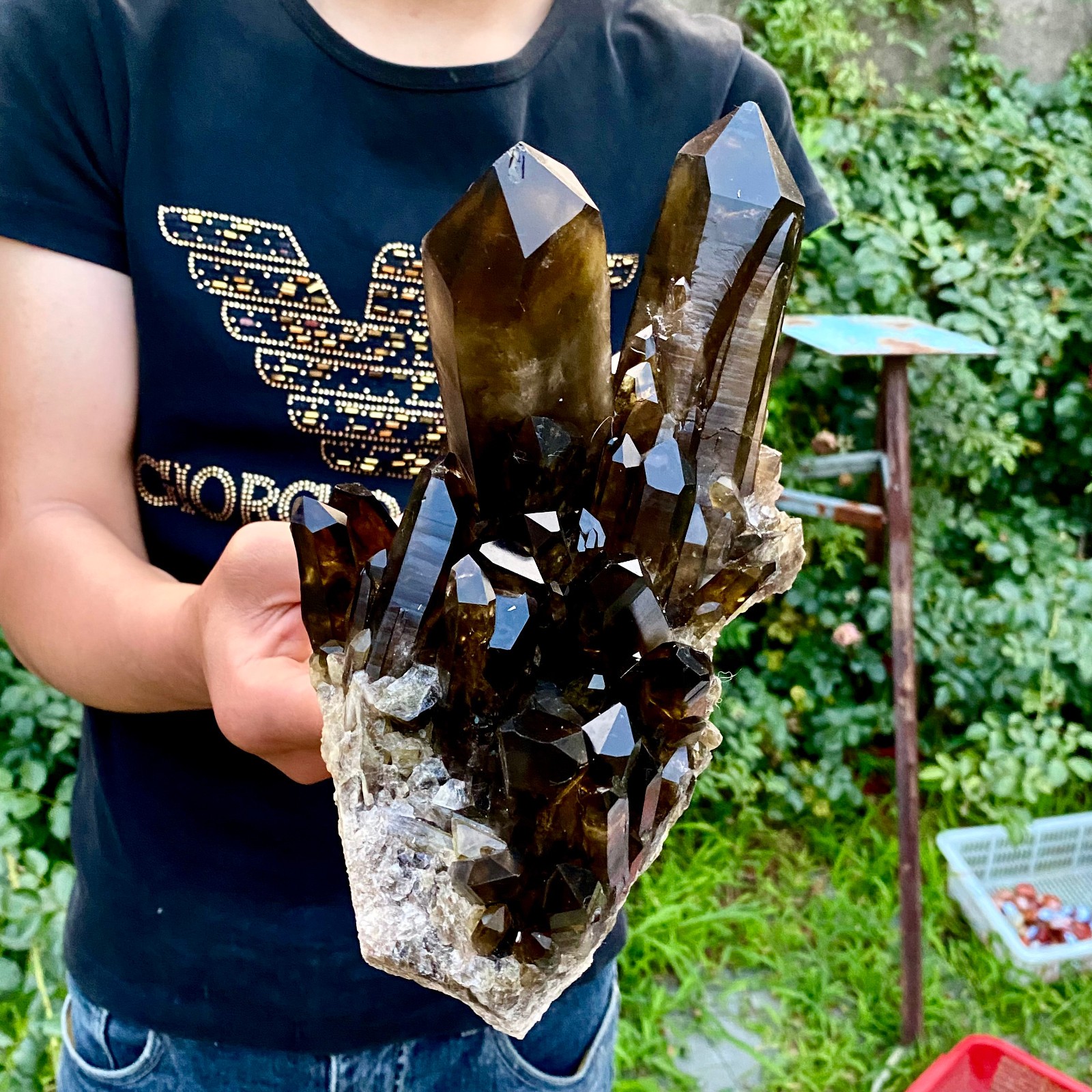 5.7LB Natural Tea black Crystal quartz Cluster Mineral Specimen Healing reiki