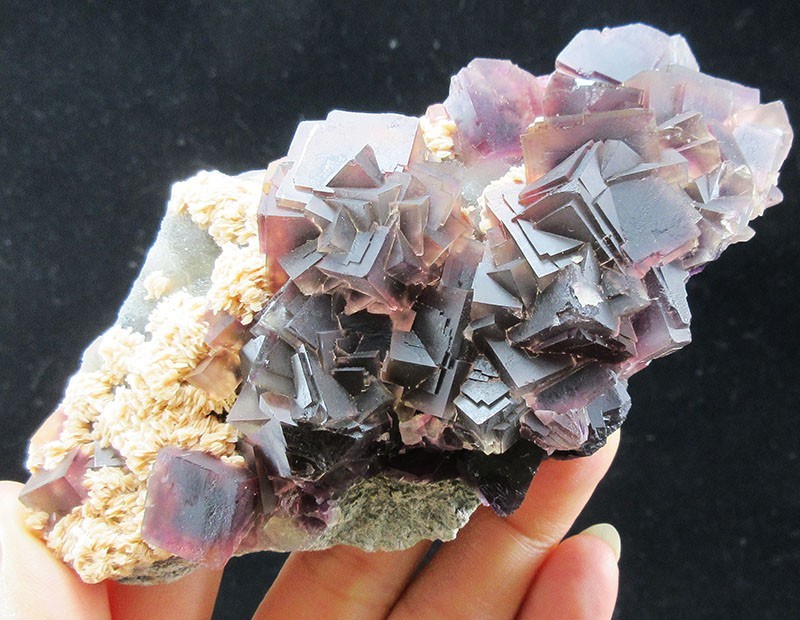 12.7cm purple FLUORITE&Barite crystal mineral specimens,AnHui,China!
