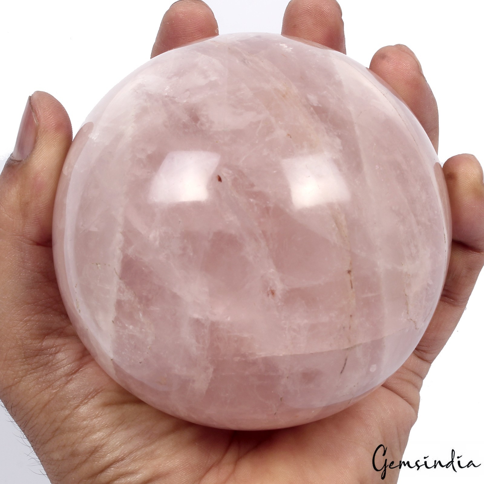 3.9″ Natural Pink Rose Quartz Crystal Healing Mineral Sphere Polished Gemstone