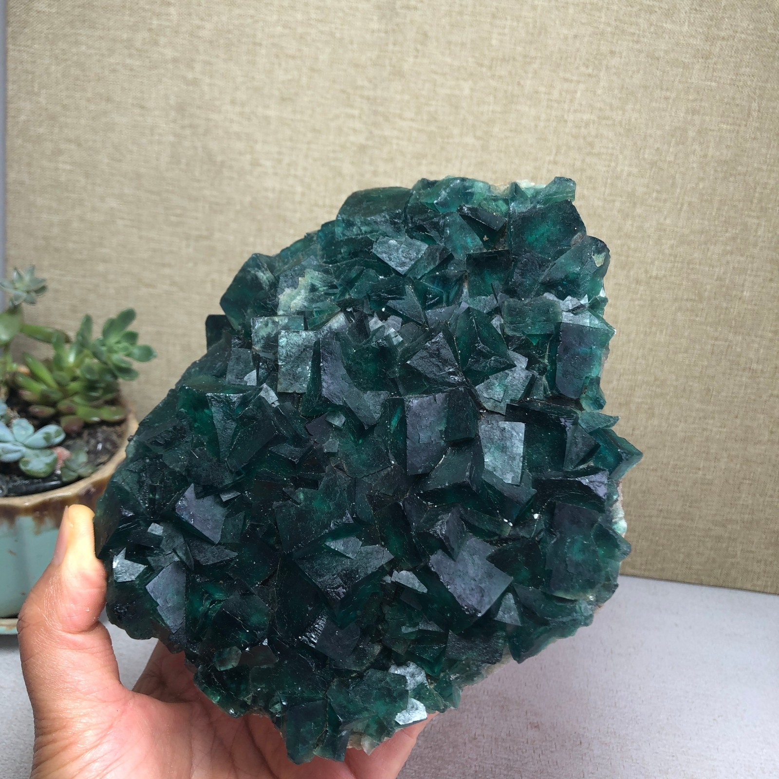 1.34kg NATURAL Green Cubic FLUORITE Crystal Cluster Mineral Specimen A4722