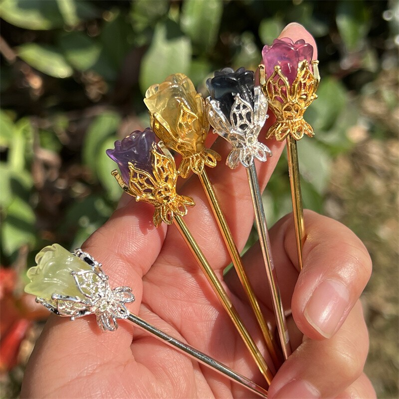 5pcs Natural Fluorite Rose flower skull Quartz Crystal Skull Reiki Healing Gem