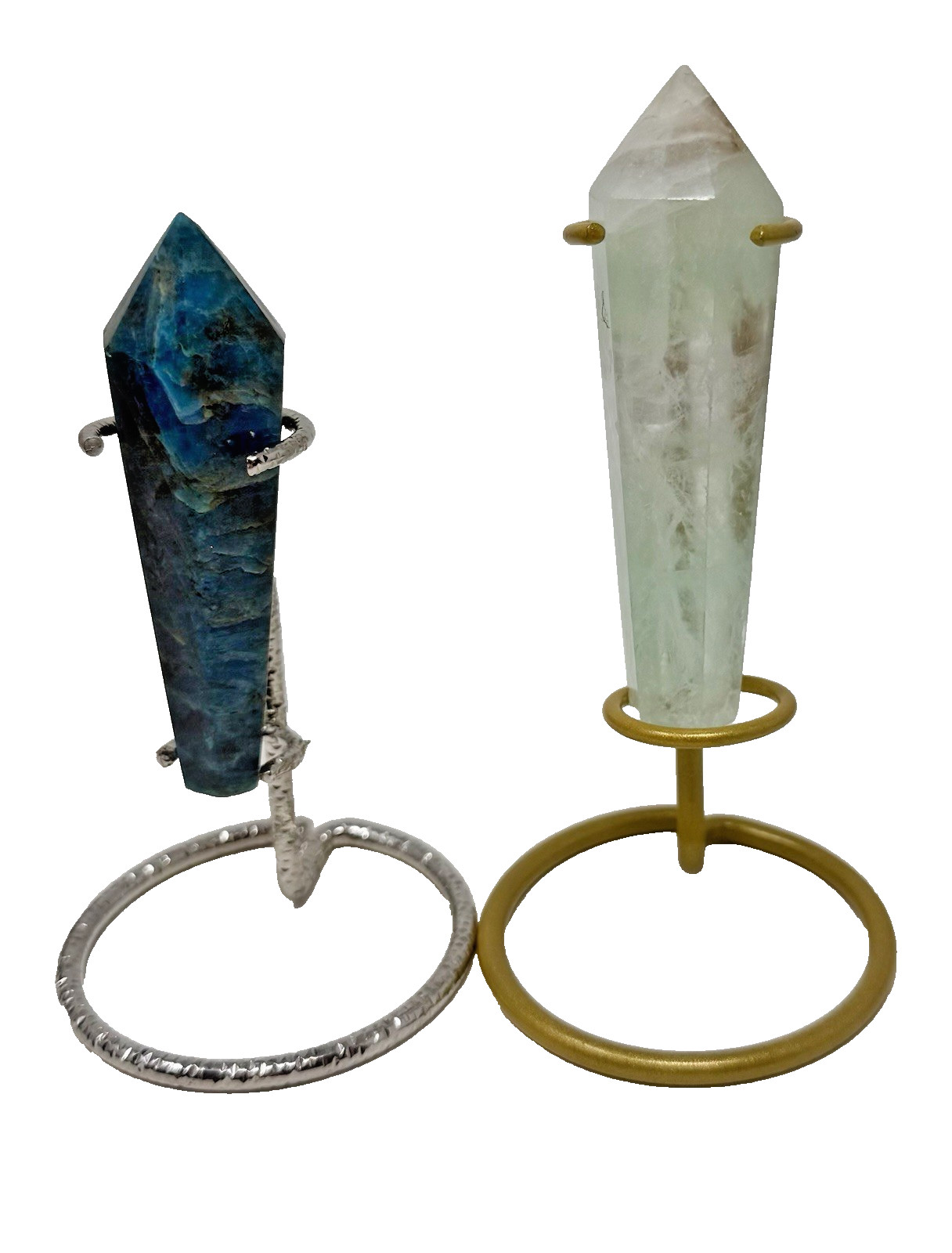 Lot Of 8 Crystal Wands With Stands Mixed Materials