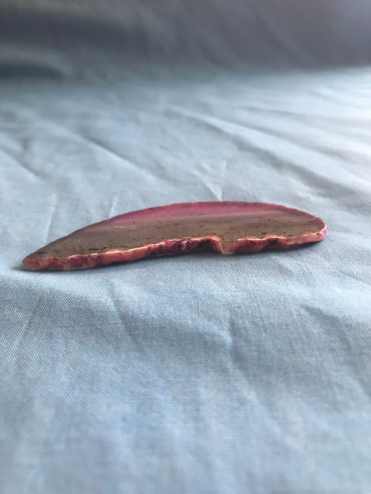 New 3” by 1-1/8” Pink Dyed Cut & Polished .58 Ounce Agate Rock Slab Craft Stone