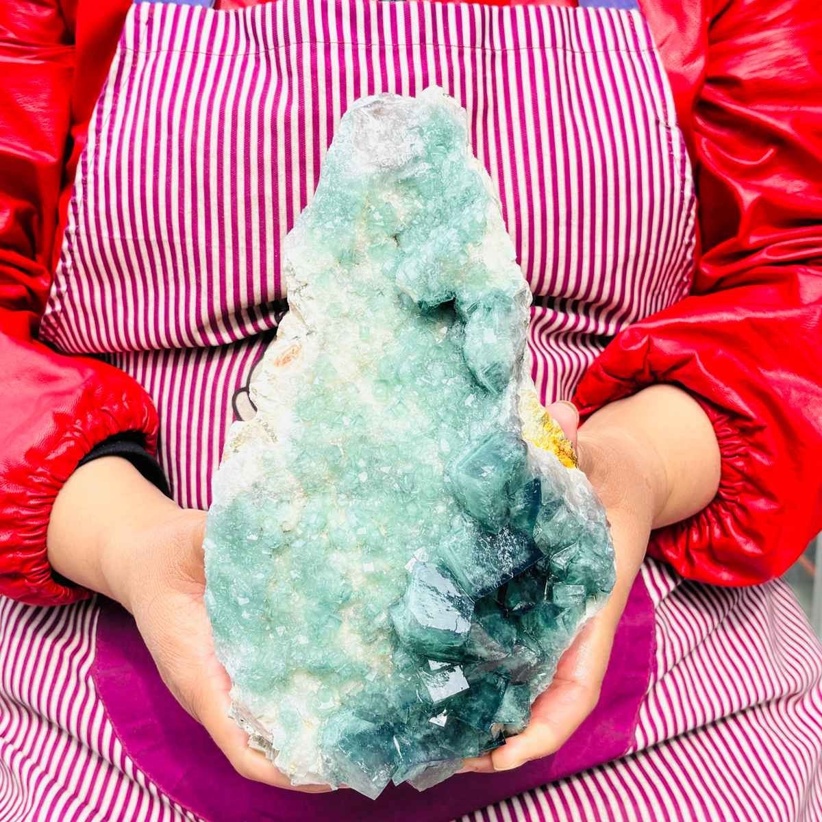 5.25LB NATURAL Green Cube FLUORITE Quartz Crystal Cluster Mineral Specimen