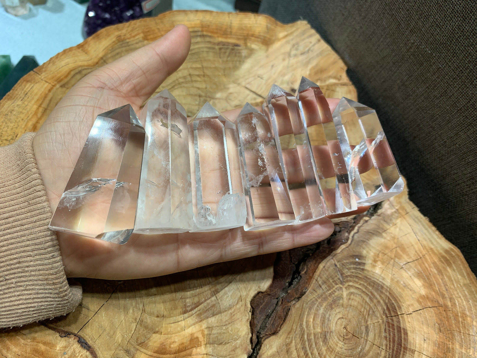 7PCS natural clear quartz obelisk crystal wand point healing 40-70mm