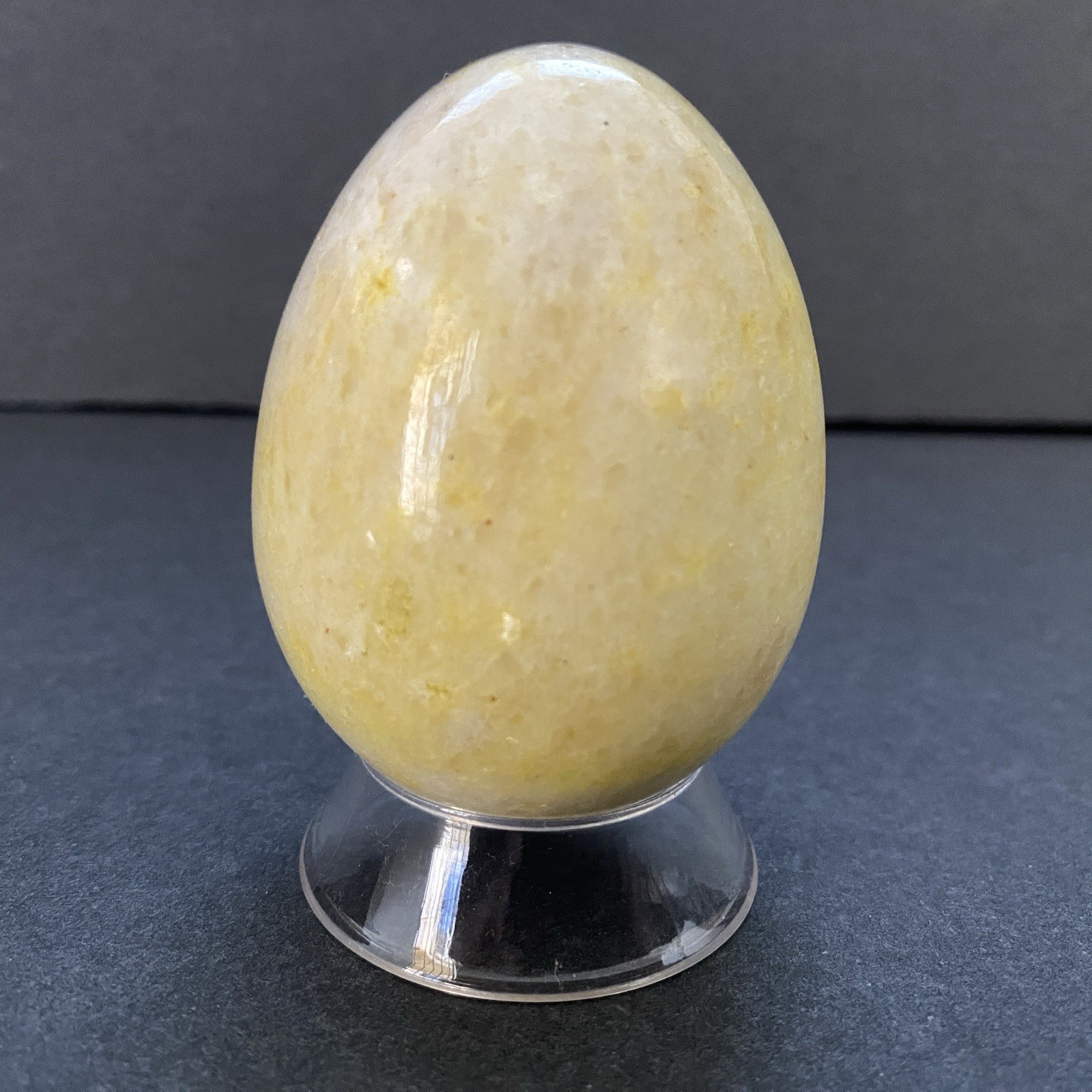 Natural Onyx Stone Egg With Stand Hand Polished Banded Agate Calcite Crystal
