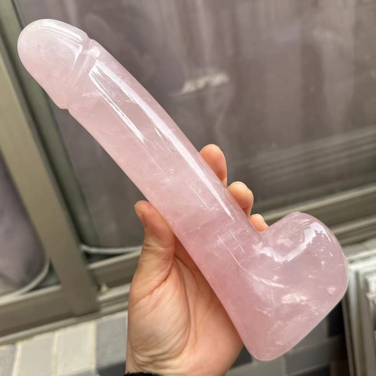 1pc Natural rose quartz Quartz Carved Penis Skull Crystal Reiki Healing
