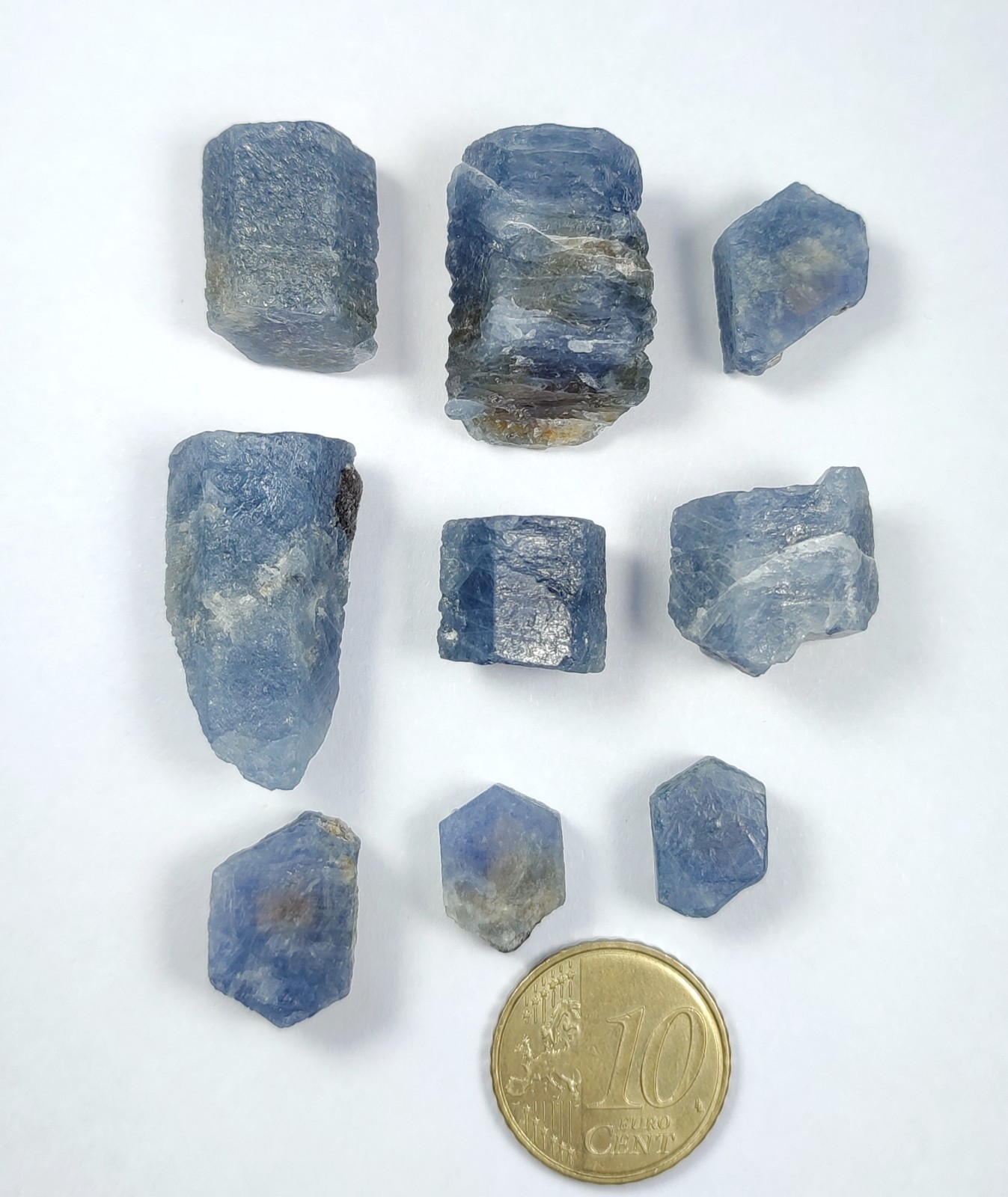 61-gm Natural Slightly Fluorescent Sapphire Crystals (9 Pcs) Lot – Afghanistan.
