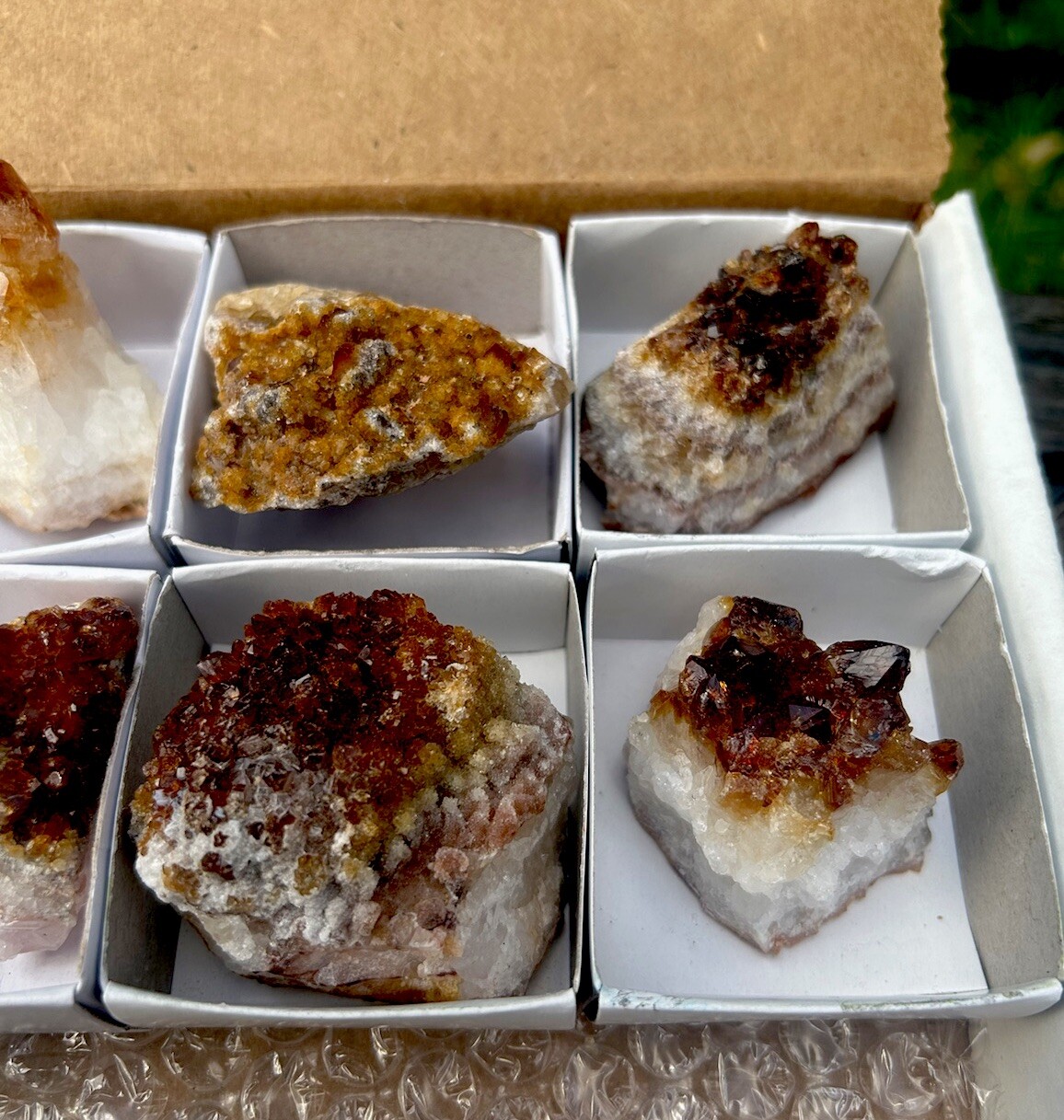 6 pcs CITRINE Quartz CLUSTER Crystal Mineral Point Bulk Flat Lot – BRAZIL