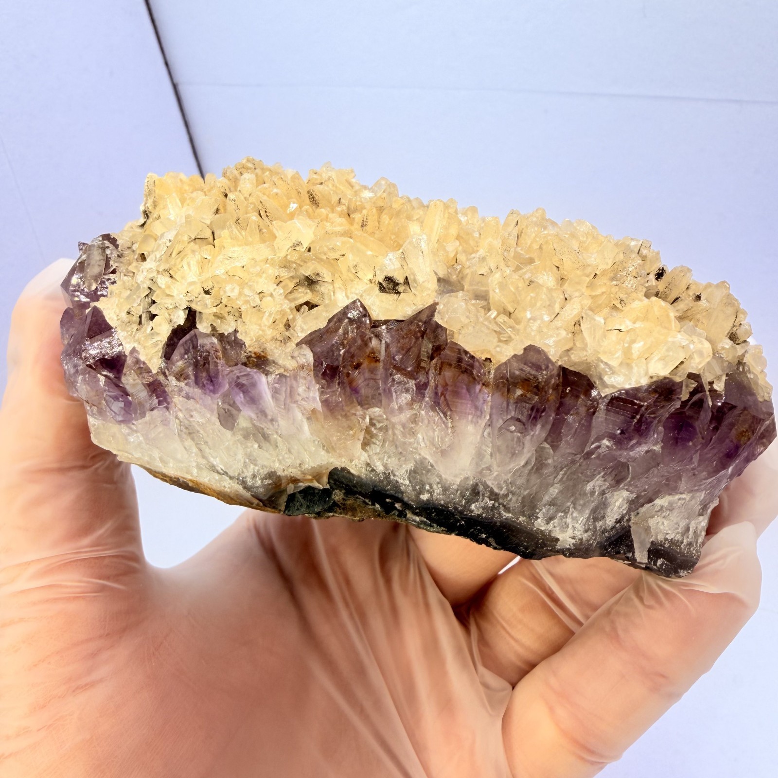 Rare Purple Amethyst Yellow Calcite Cluster Brazil 4.8″ Display