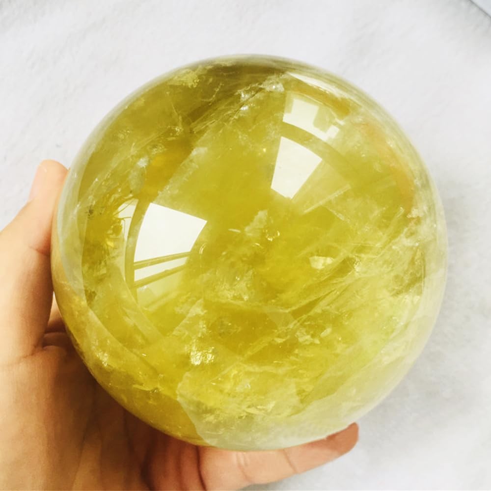 2.4-2.8 inch Natural Citrine Hand Polished Crystal Ball with Stand Yellow