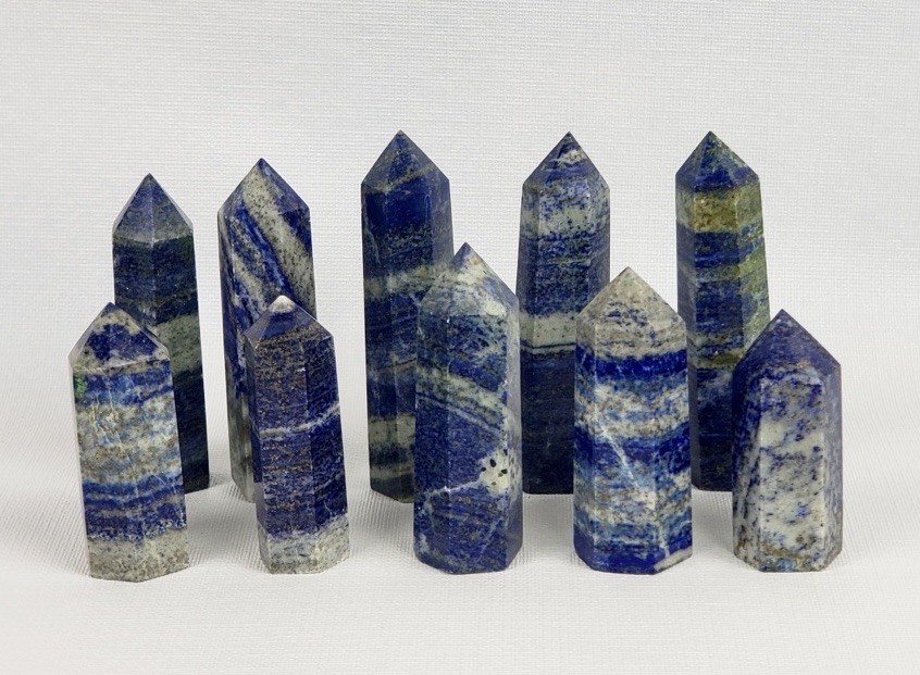 Natural Lapis Lazuli Tower Point Healing Crystal Chakra Obelisk Wand Decor 1pc