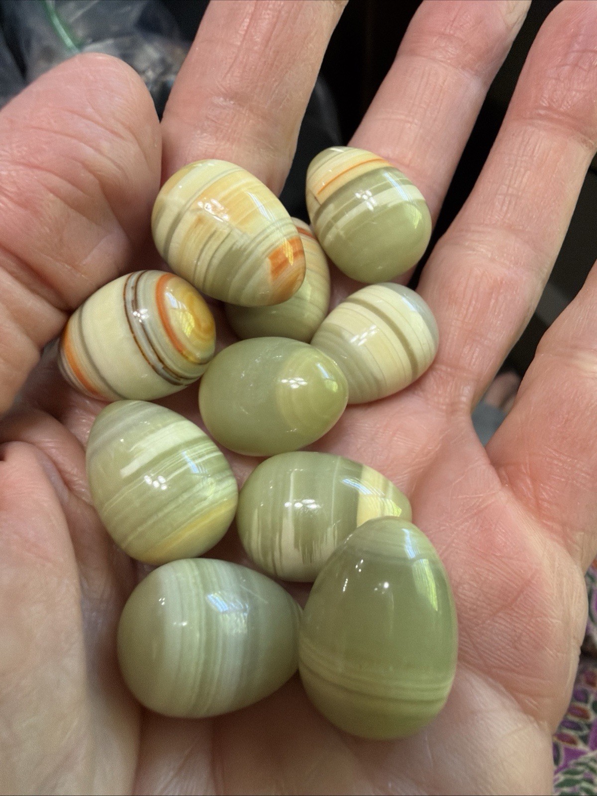 Lot Of 10 Green Onyx Eggs Gemstones 20mmx15mm Polished Ships Free!