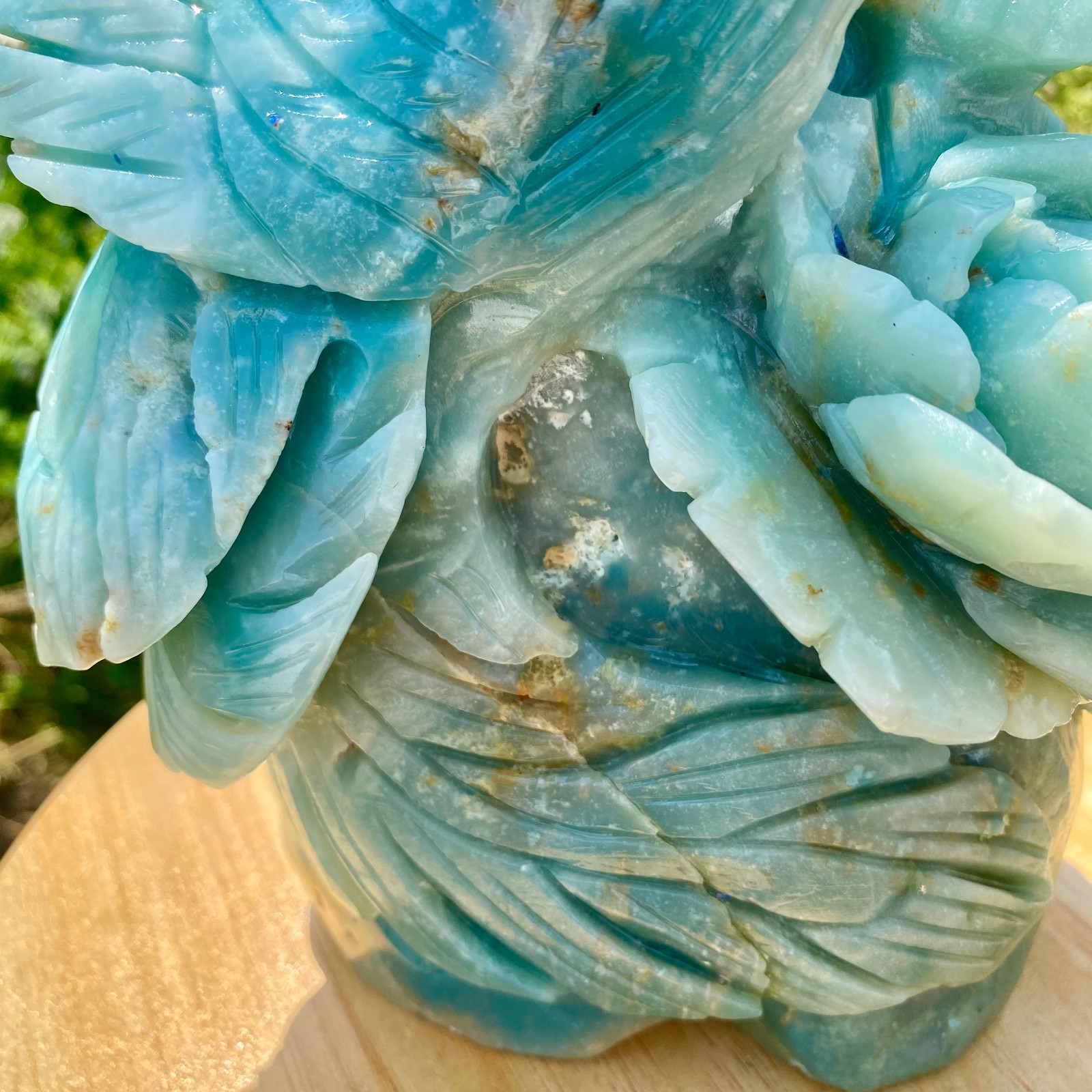 6.17LB Natural Blue Vein Stone Phoenix Carving, Home Decoration