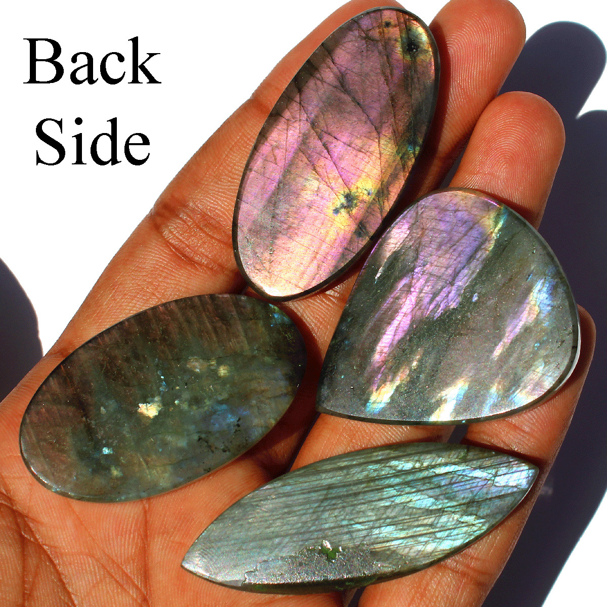 4 PC Natural Labradorite Multi Purple Flash Collectible Gem Crystal Palmstones