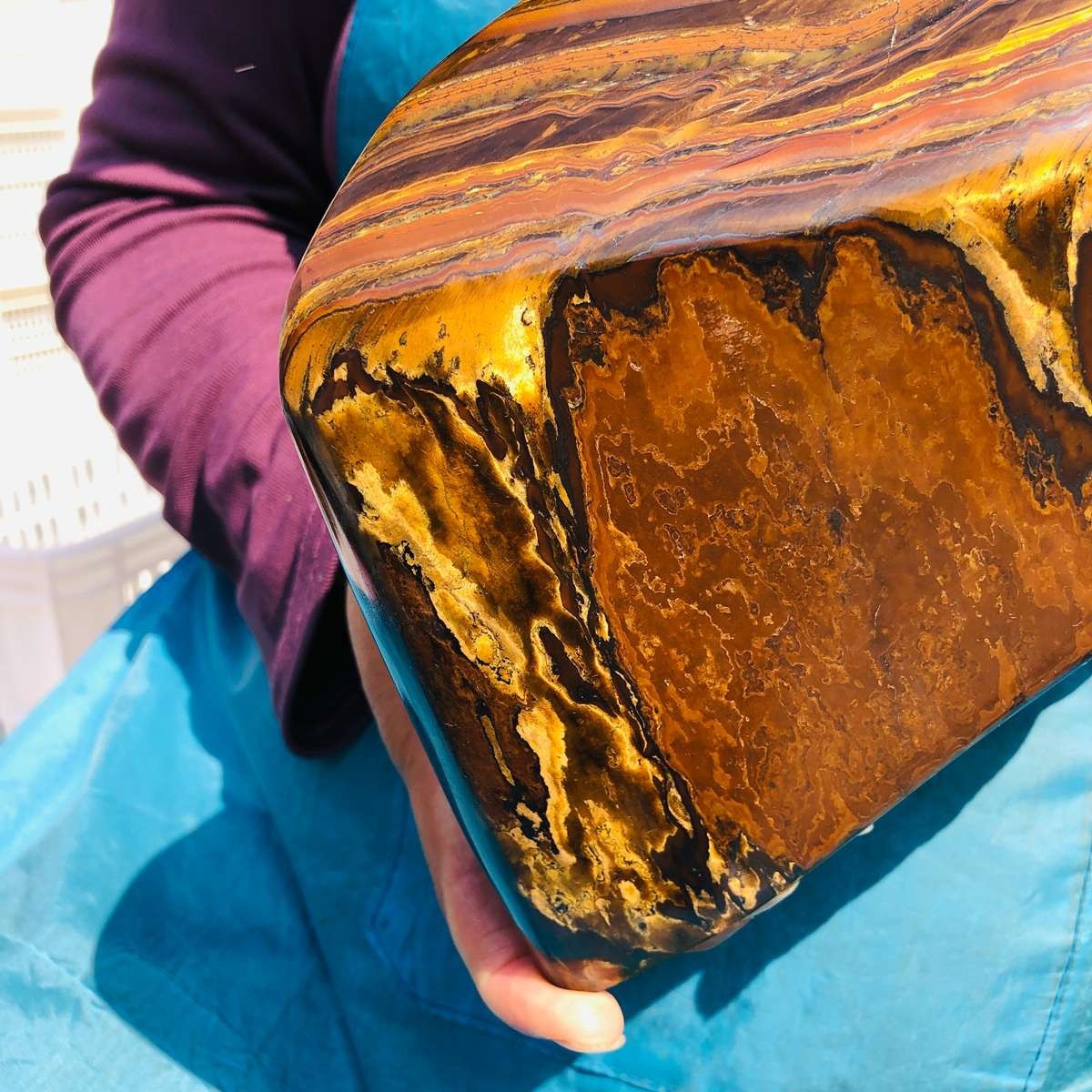 3660G Large Natural Tiger’s Eye Quartz Crystal Rough Mineral Specimen MH5339
