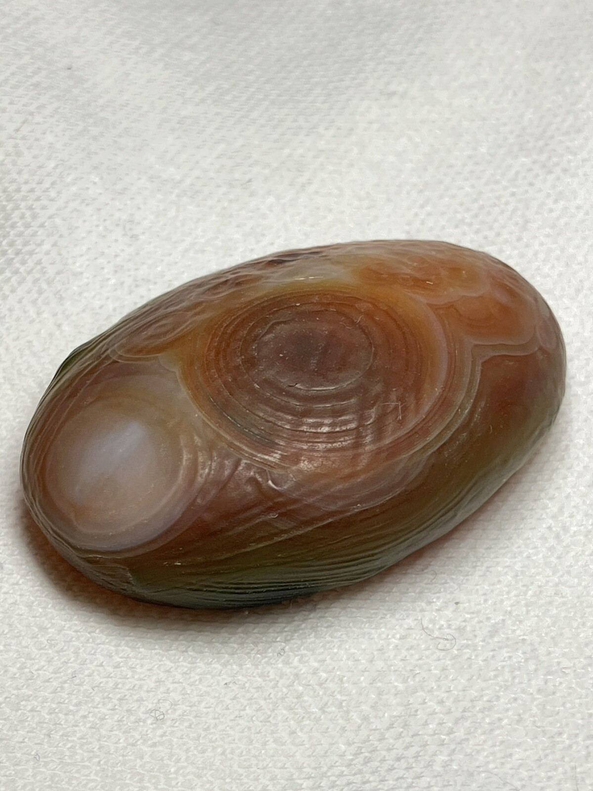 RARE Gobi Eye Agate Bonsai Suiseki Green Orange Flat Palm Stone 21g Raw Natural