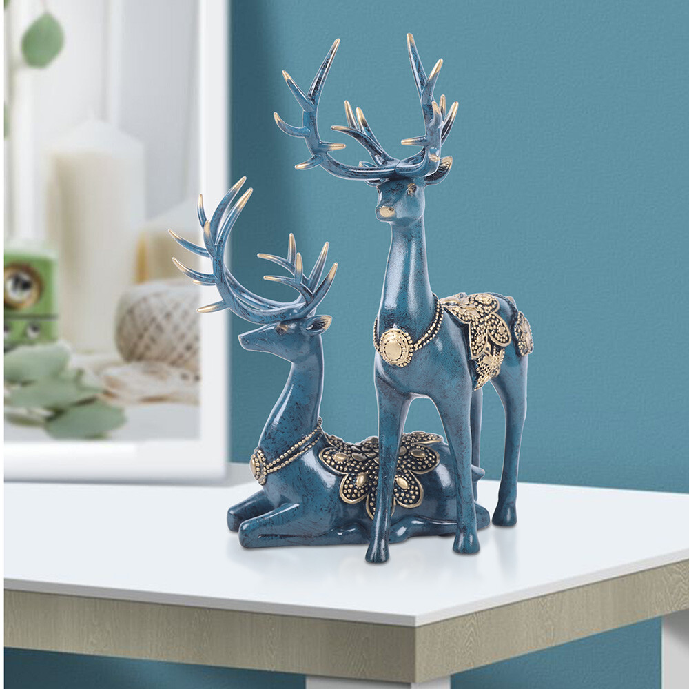 A Pair of Sika Deer Statues, Modern Sika Deer Figurines, Sika Deer Ornaments