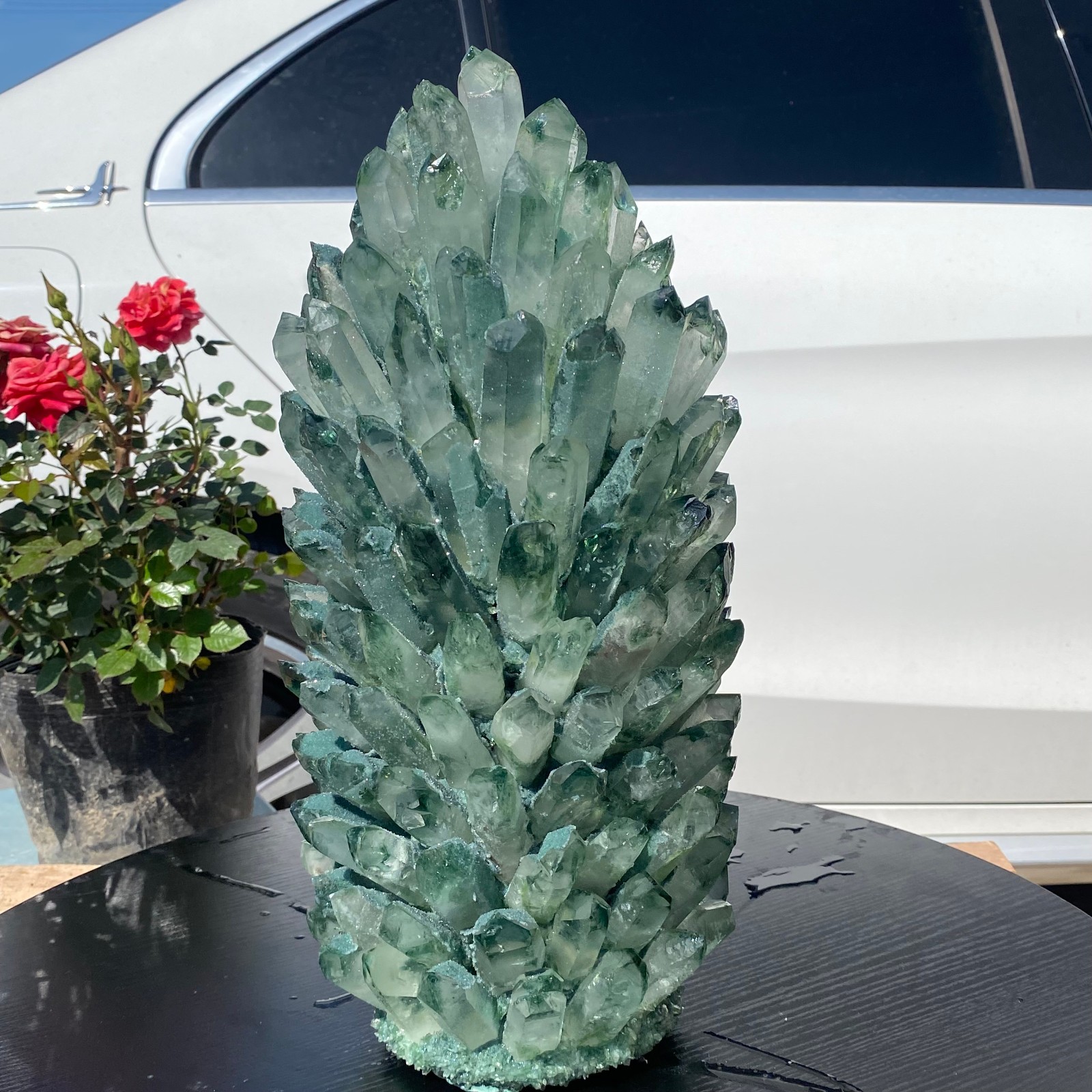 30LB Newly discovered green phantom quartz crystal cluster minerals