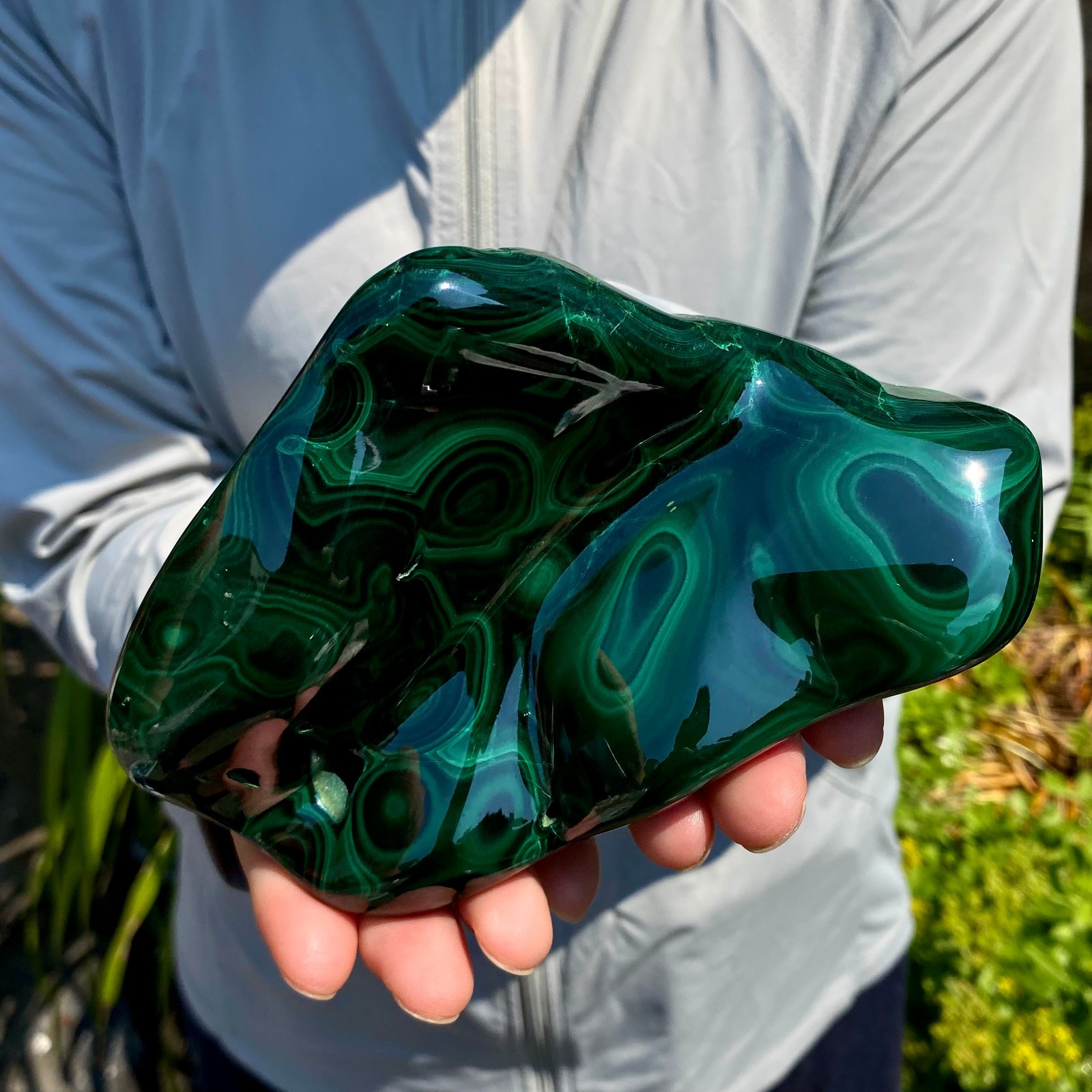 1.43LB Natural glossy Malachite transparent cluster rough mineral sample
