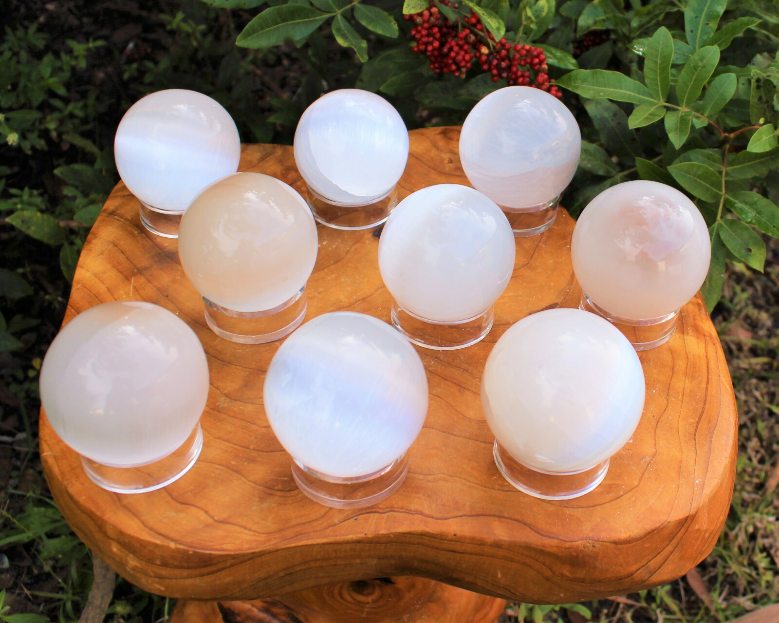 Selenite Crystal Sphere + Stand, LARGE 60 mm (Polished Selenite Crystal Healing)