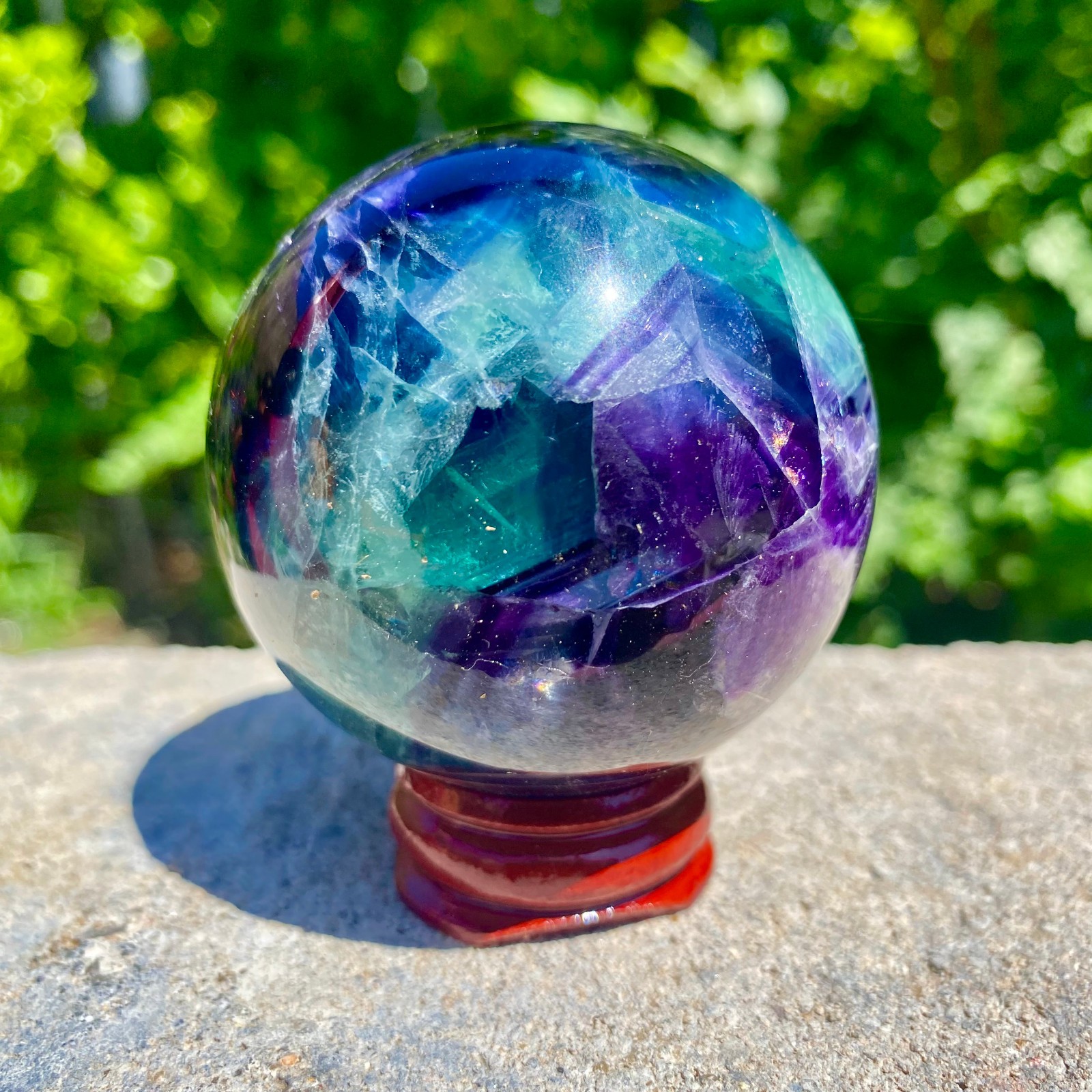 304G natural Green fluorite ball quartz crystal Sphere Reiki energy healing