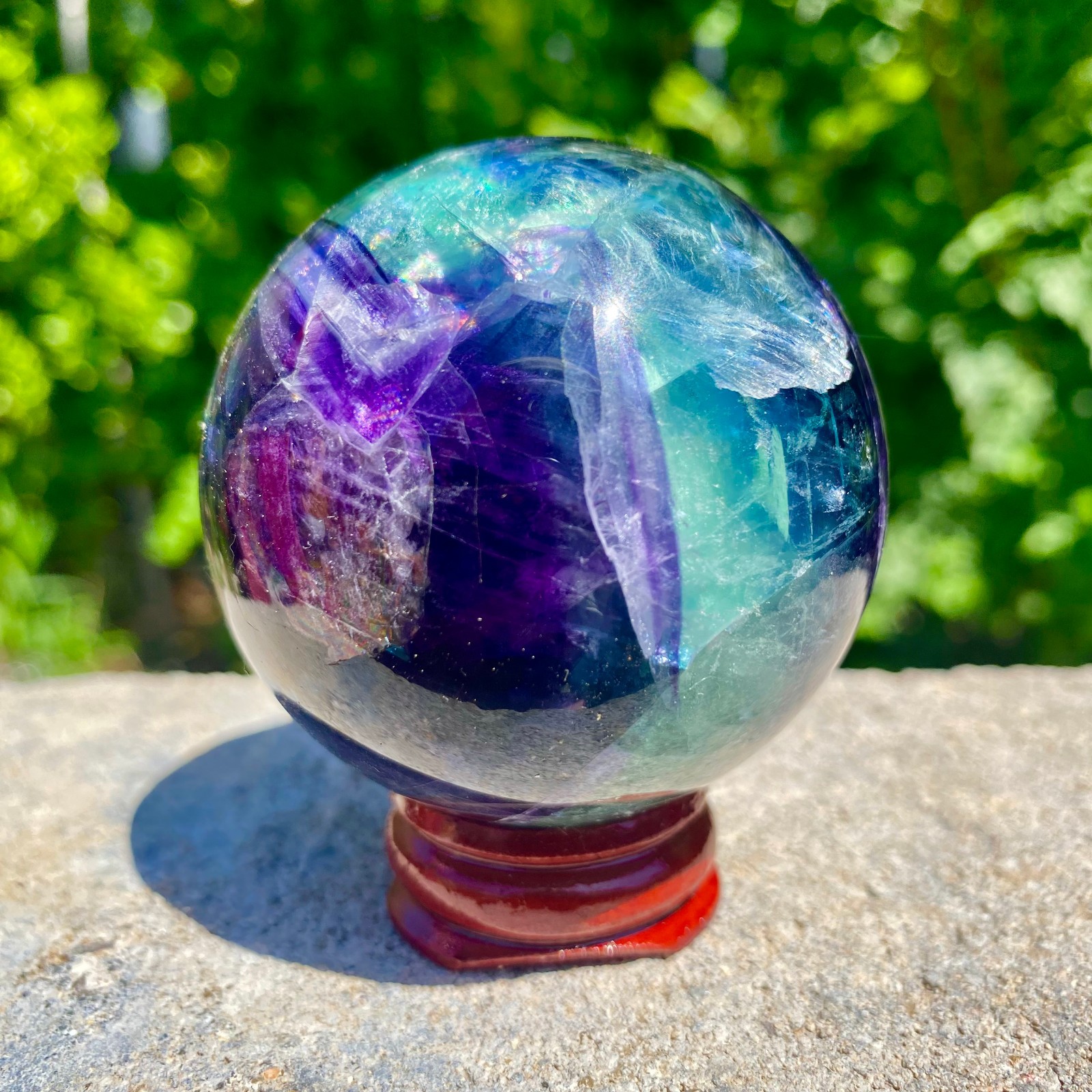 304G natural Green fluorite ball quartz crystal Sphere Reiki energy healing