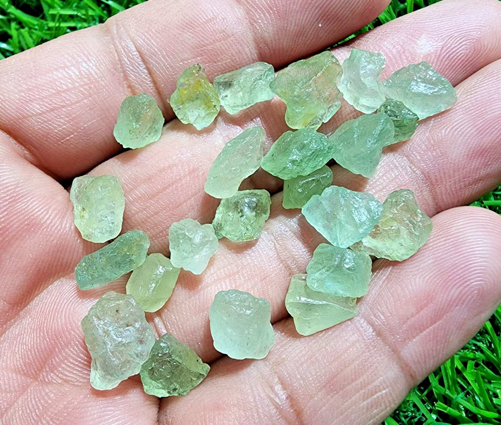 23 Pcs Genuine Aquamarine Rough Lot 7-12MM Crystals Jewelry Making Gemstones