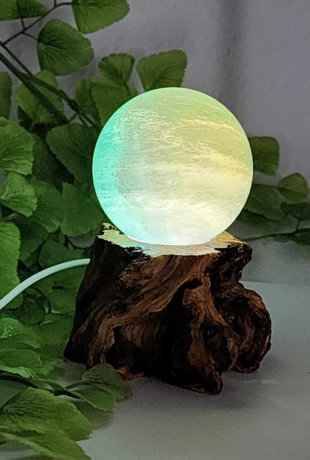 Candy Flourite Sphere, Free Lighted Wood Base, Crystal Sphere, Flourite Sphere