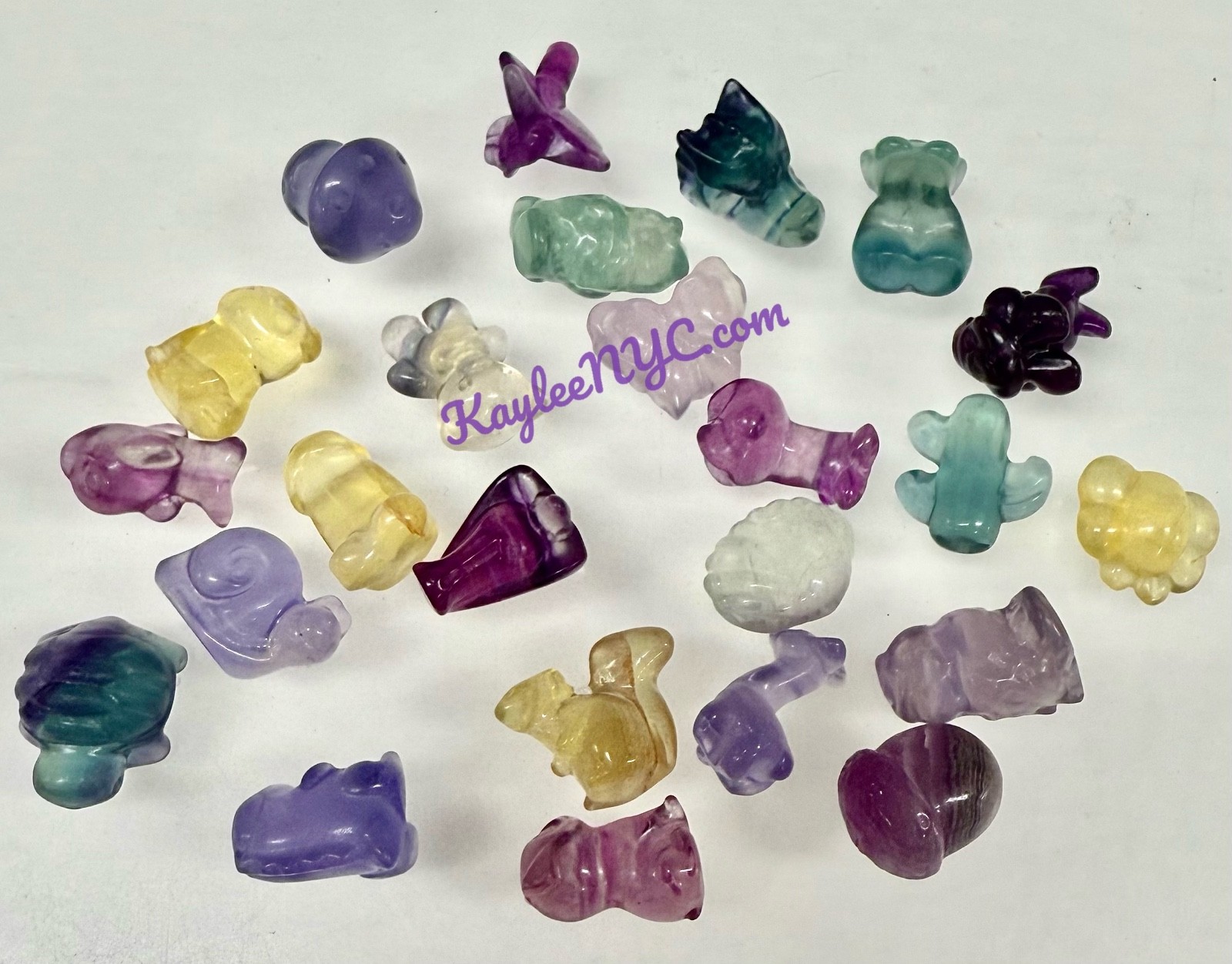 Wholesale Lot 24 Pcs Mix Mini Candy Fluorite Carvings Crystal Healing Energy