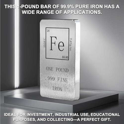 Pure Bar 1 Pound. 999 Fine Periodic Table Design Fe Element Ingot Iron