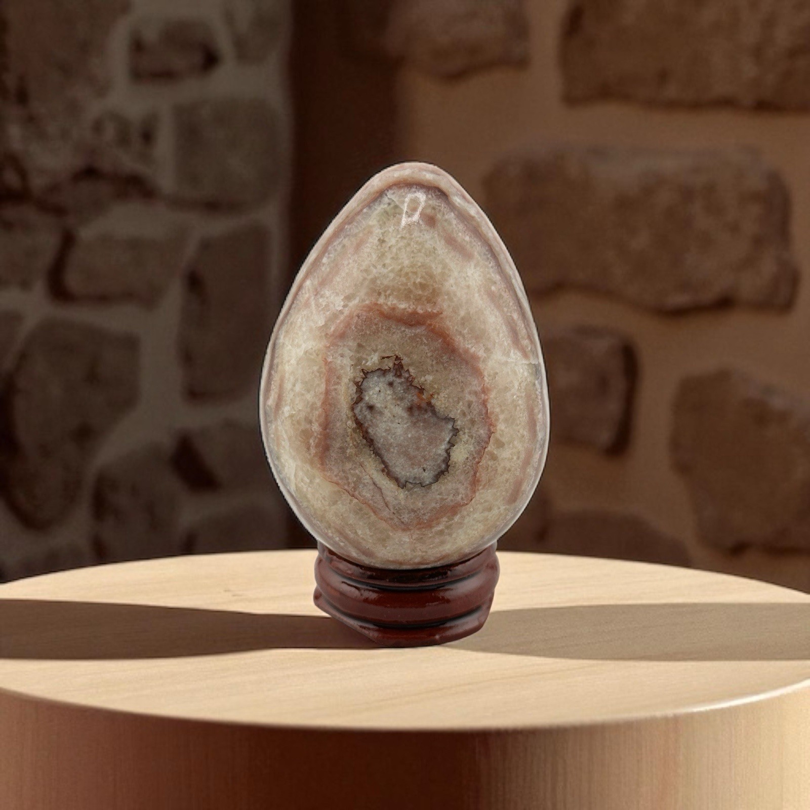 Stunning Banded Agate Onyx Egg Crystal Formations W/ Stand 2.5″ Cream Browns