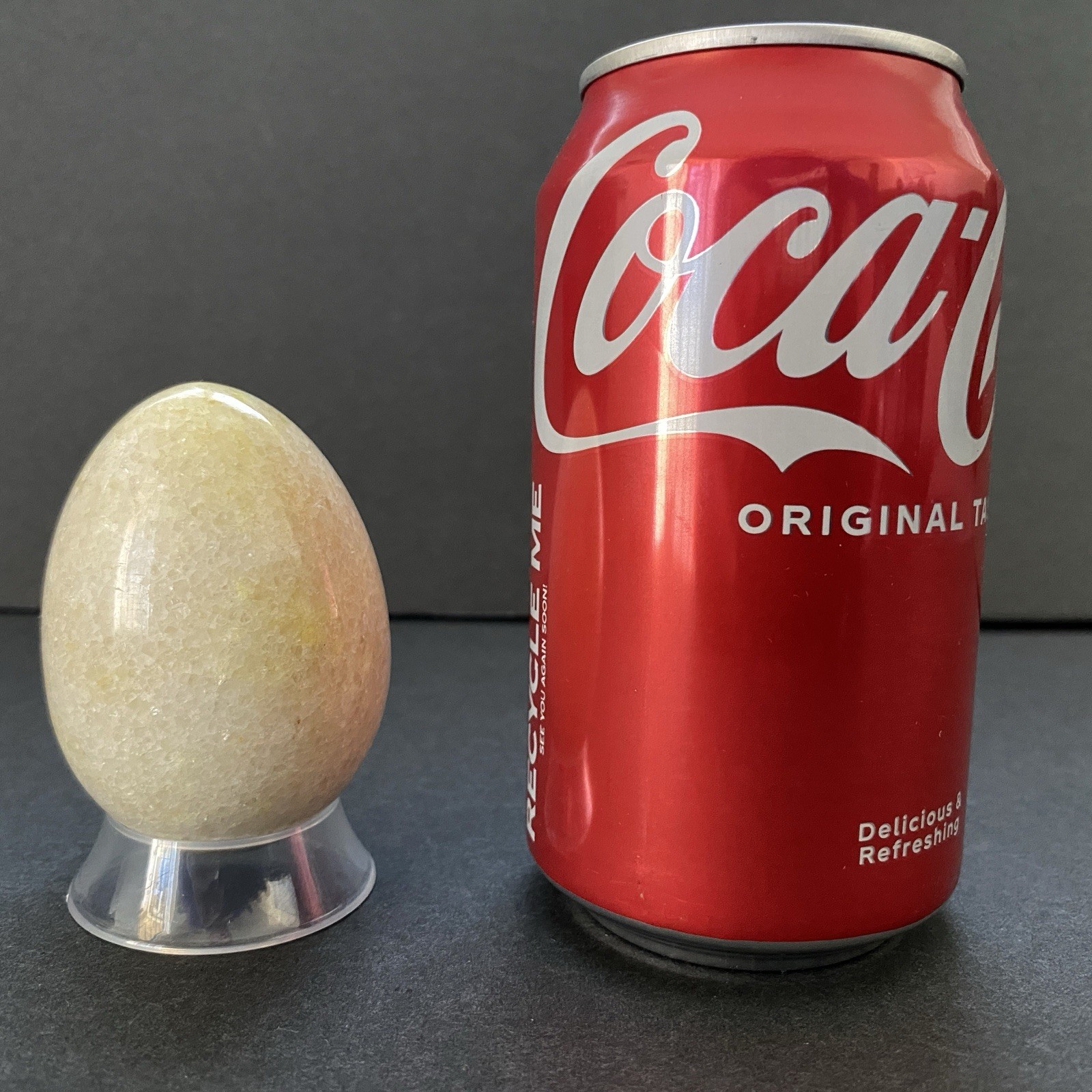 Natural Onyx Stone Egg With Stand Hand Polished Banded Agate Calcite Crystal