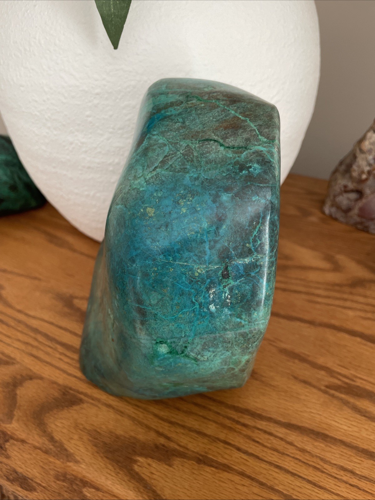 XL vibrant chrysocolla in quartz / Carved And Polished Crystal / Cabochon 3588g