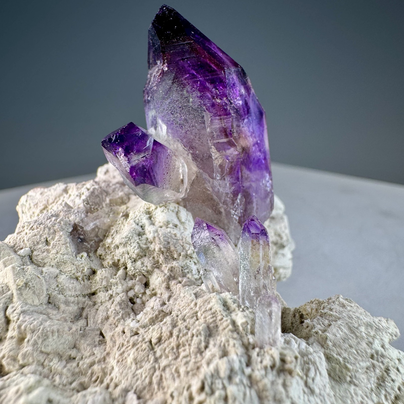 Fine Amethyst Crystals on Microcline: Brandberg Complex, Brandberg Area, Namibia