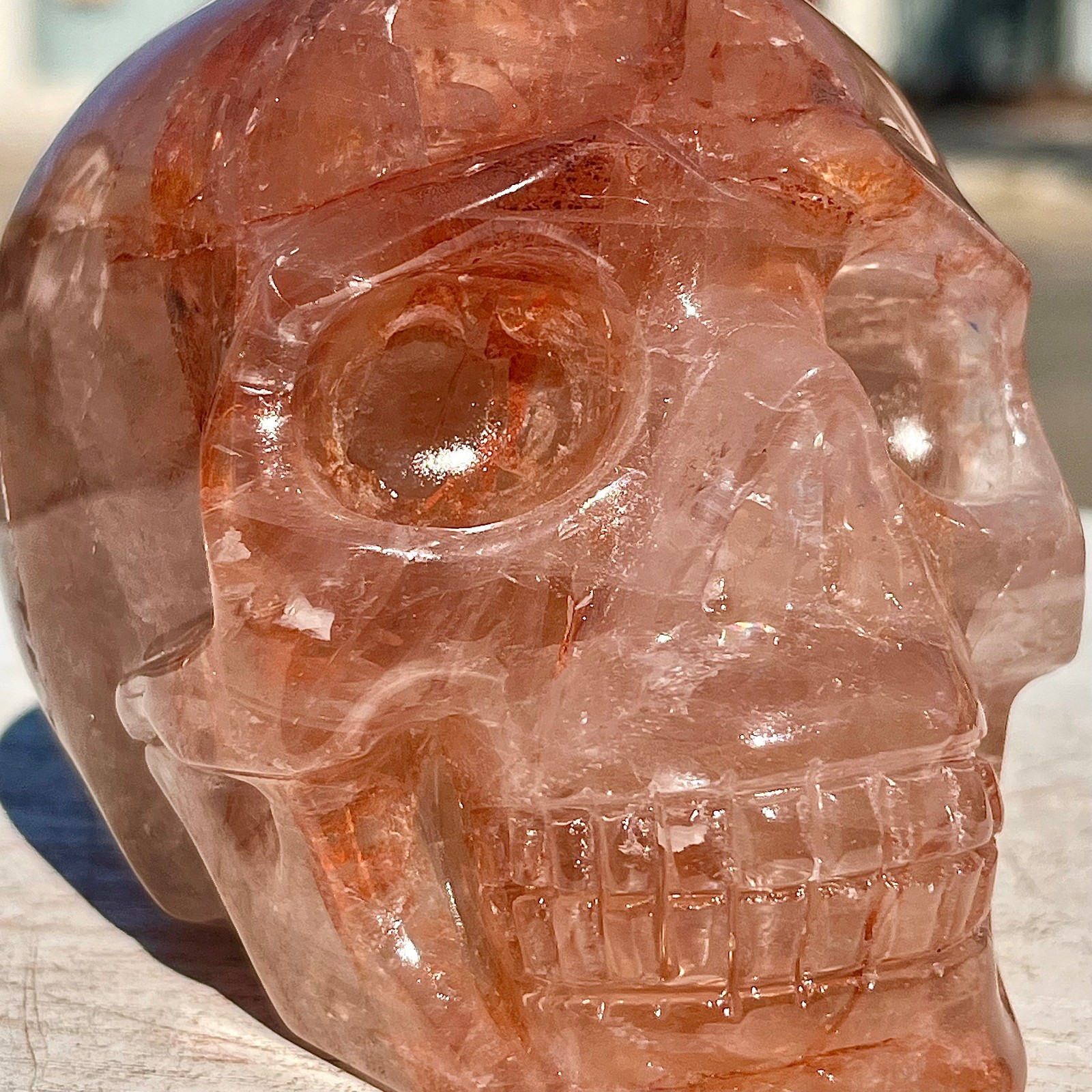 2.38LB Hand carved Red Gum Flower Skull | Used for decoration or gifts