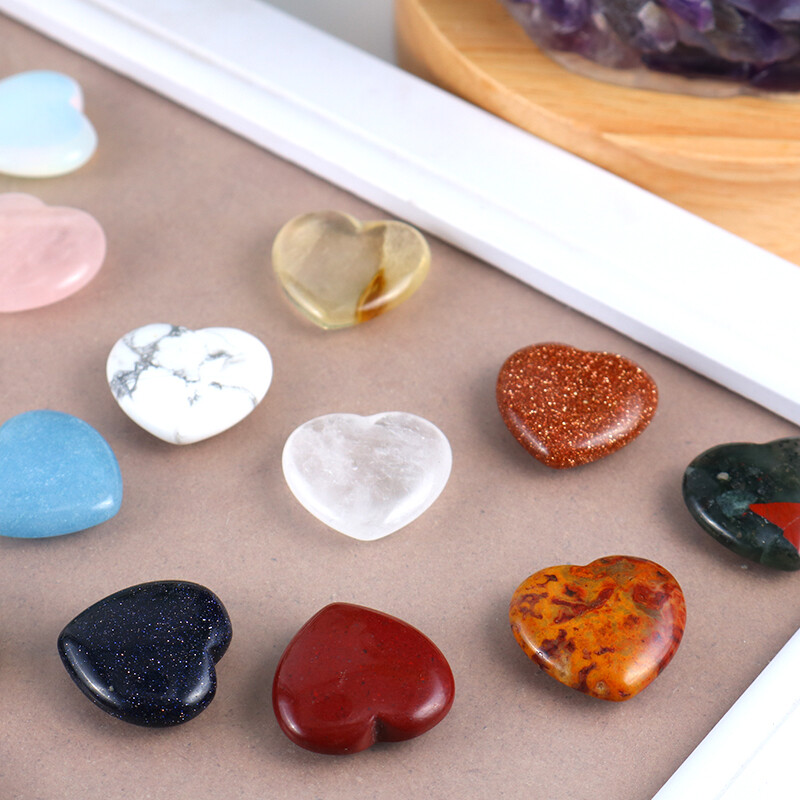 Charms Natural Quartz Healing Gem Stone Small Crystal Stone Heart 20x6mm 30pcs