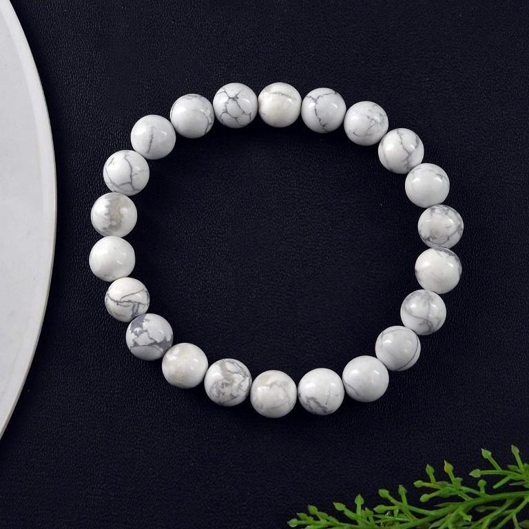 Natural Howlite Beads 8mm Crystal Bracelet For Men Women
