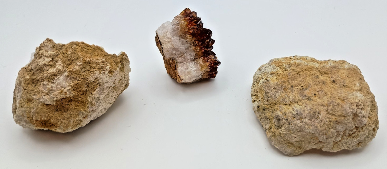 Quartz Crystal Geodes White and Brown/Orange Quartz Crystal Geode, Natural Lot 3