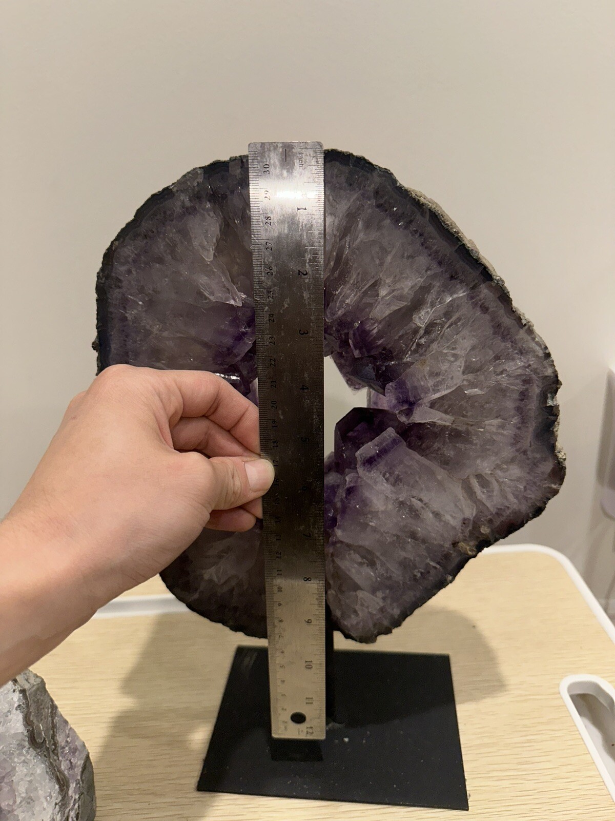 BIG 10.4lb Natural Amethyst Quartz Crystal Geode Slice Hand Cut Specimen Healing