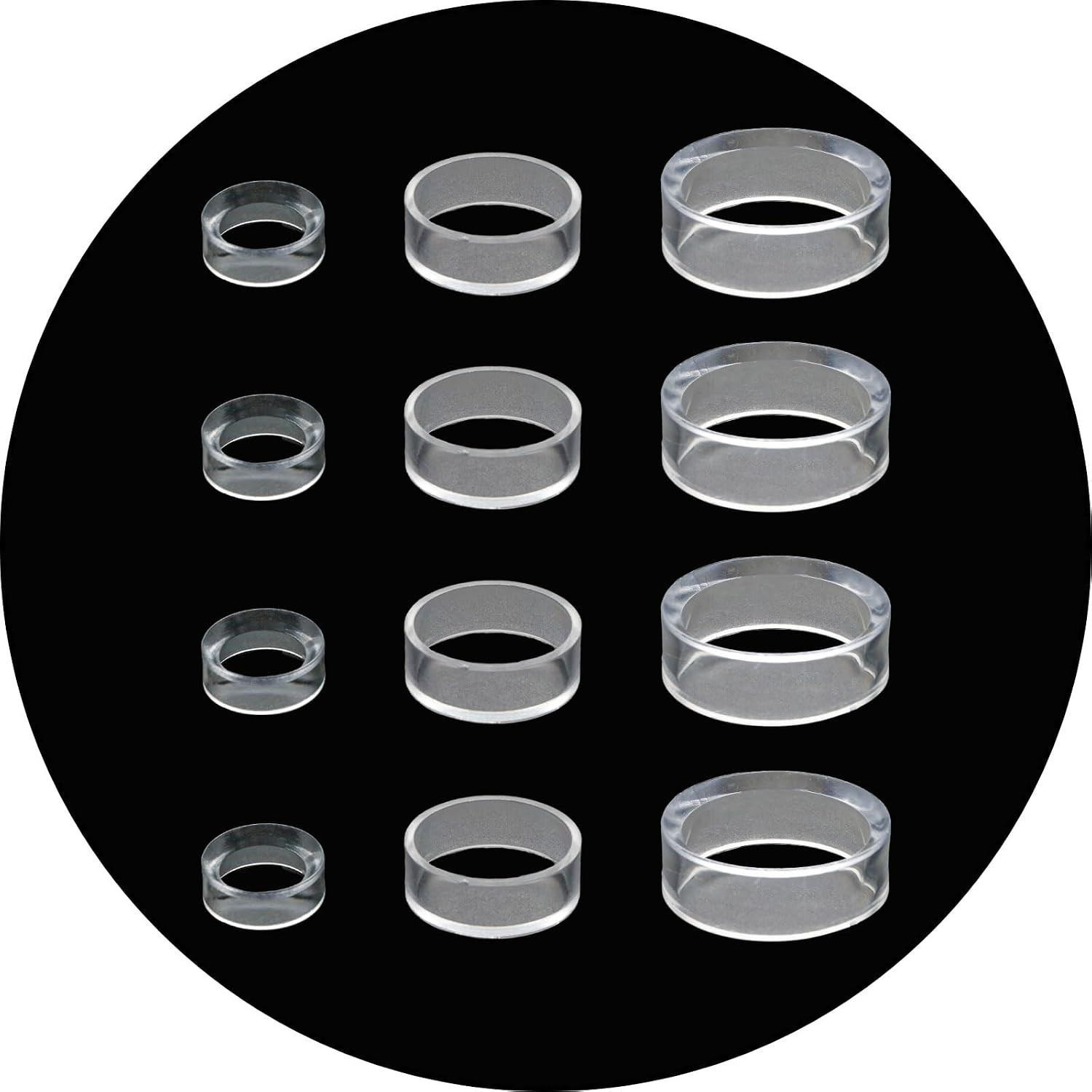 12Pcs Clear round Plastic Sphere Stands, Acrylic Ring Display Stands